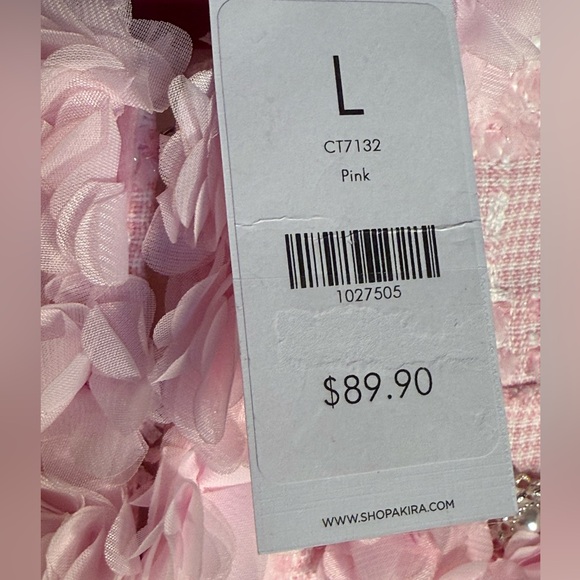 AKIRA NWT Size L Springtime Pretty Soft Pink Tweed Long Sleeve Blazer (0730) - Picture 8 of 11